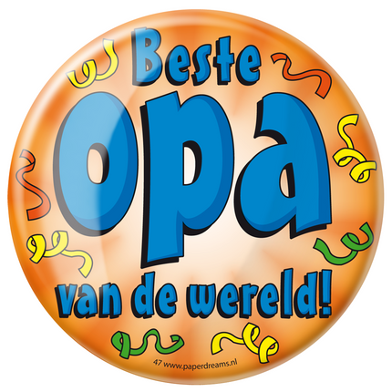 Button Beste Opa van de Wereld 10,2cm