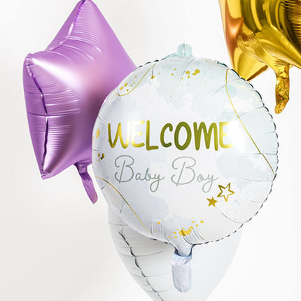 Helium Ballon Welcome Baby Boy Blauw Leeg 45cm