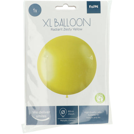 Gele Ballon Metallic Zesty Yellow 80cm