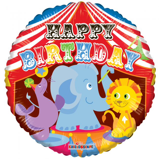 Helium Ballon Happy Birthday Circus 45cm leeg