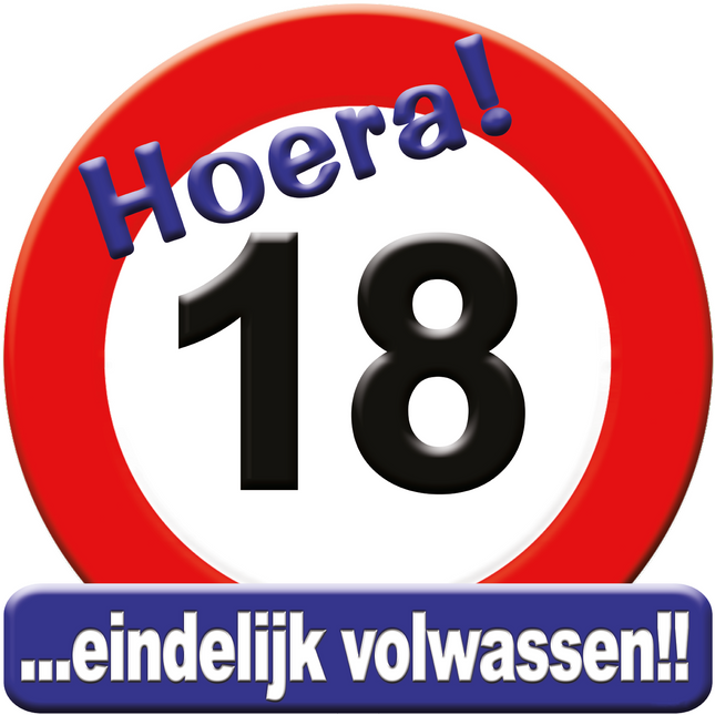 Deurbord 18 Jaar Verkeersbord 50cm