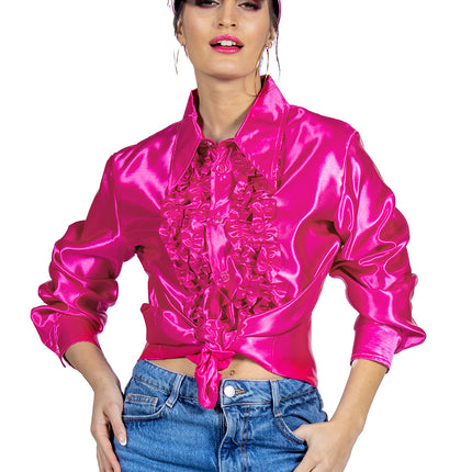 Disco Blouse Ruches Fuchsia