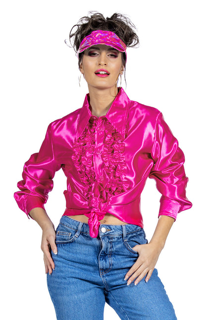 Disco Blouse Ruches Fuchsia