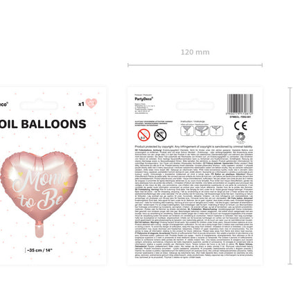 Helium Ballon Hart Mom To Be Roze Leeg 35cm