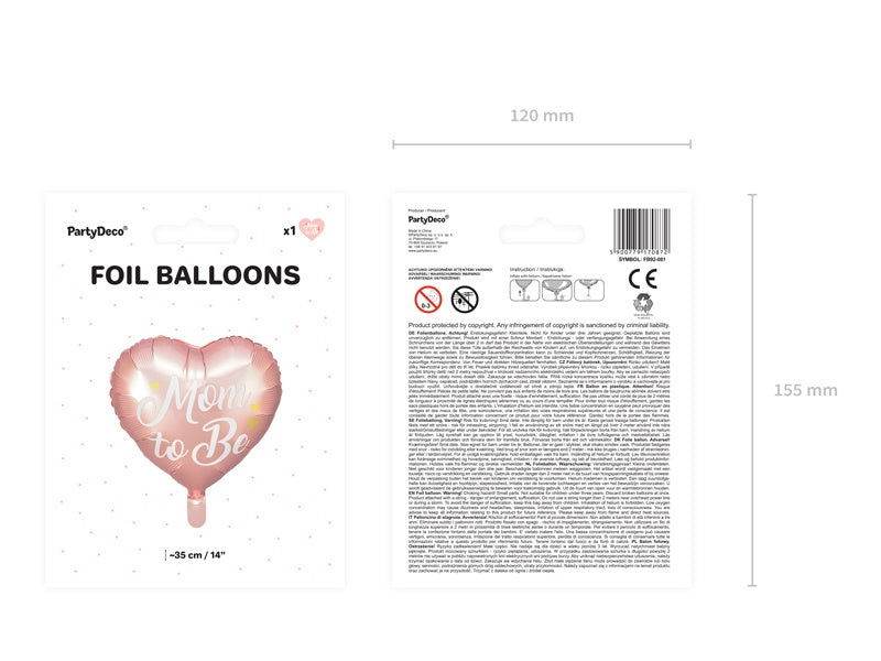 Helium Ballon Hart Mom To Be Roze Leeg 35cm