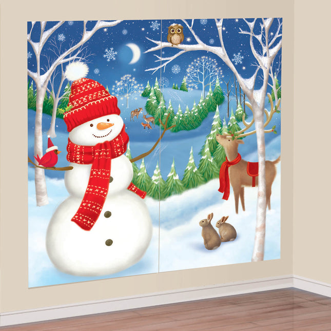 Kerst Wanddecoratie Sneeuwpop 1,65m