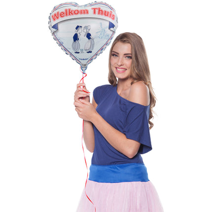 Helium Ballon Welkom Thuis Delfts Blauw 45cm leeg