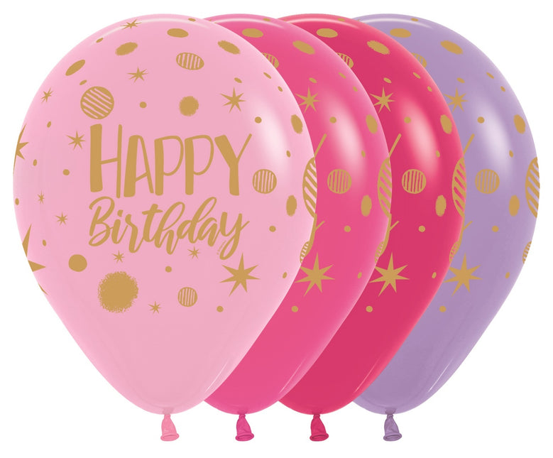 Ballonnen Happy Birthday Sparkles Party Mix 30cm 25st