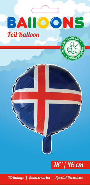 Helium Ballon Vlag IJsland 45cm leeg