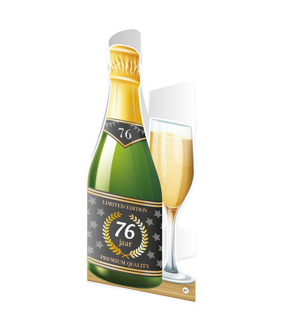 Champagne Kaart 76 Jaar 18cm