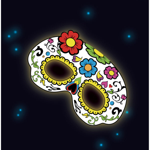 Dia De Los Muertos Masker Bloemen Glow In The Dark 19cm