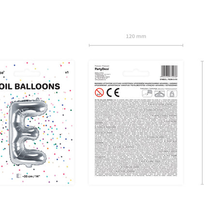 Folie Ballon Letter E Zilver Leeg 35cm