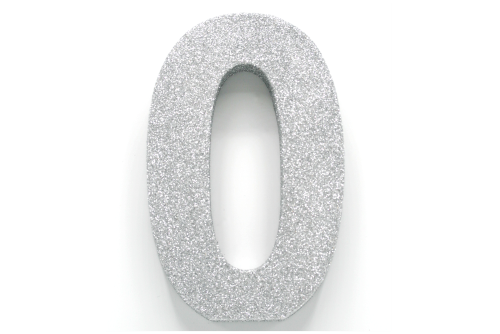 Zilver Tafeldecoratie Cijfer 0 Glitter 20,5cm