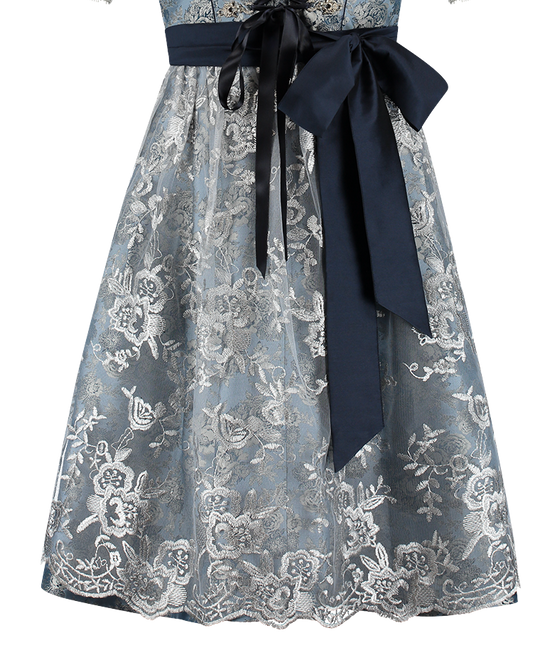 Blauw Zilveren Dirndl Jurk Oktoberfest Dames 2 Delig