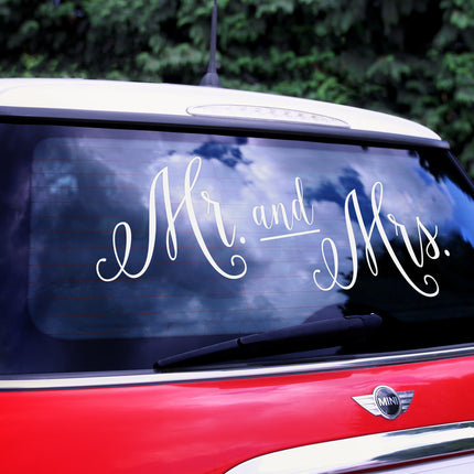 Autosticker Bruiloft Set Mr, and Mrs, 3st