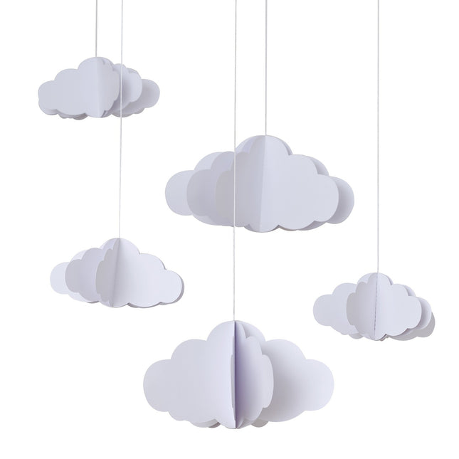 Hangdecoratie Wolken 3D 15cm 5st