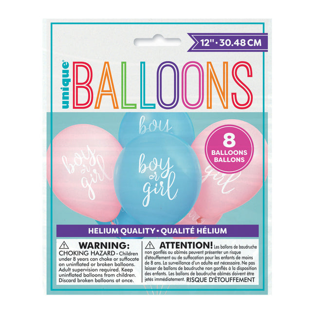 Gender Reveal Ballonnen Boy Or Girl 30cm 8st