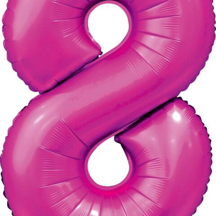 Fuchsia Cijfer Ballon 8 Jaar Glans 86cm