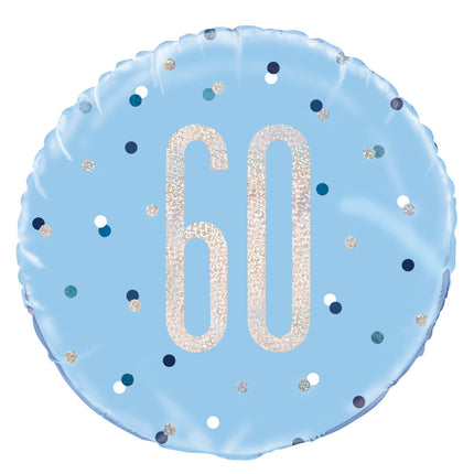 Helium Ballon 60 Jaar Blauw 45cm leeg