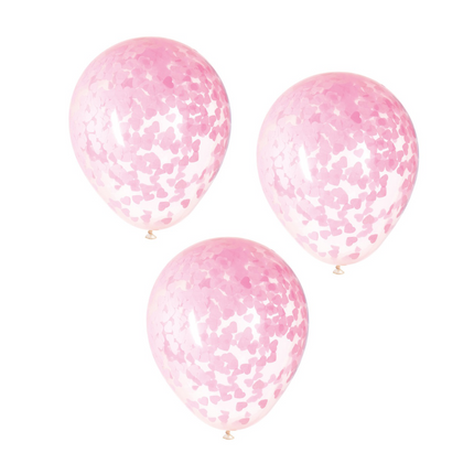 Confetti Ballonnen Roze Hart 40cm 5st