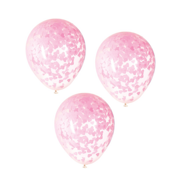 Confetti Ballonnen Roze Hart 40cm 5st