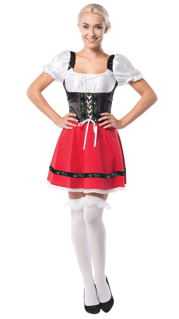 Dirndl Jurk Oktoberfest Rood Witte Strik