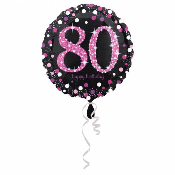 Helium Ballon 80 Jaar Roze 43cm leeg