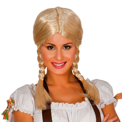 Oktoberfest Pruik met Vlechten Blond