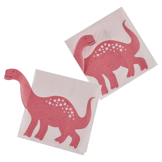 Roze Dino Servetten 16,5cm 8st