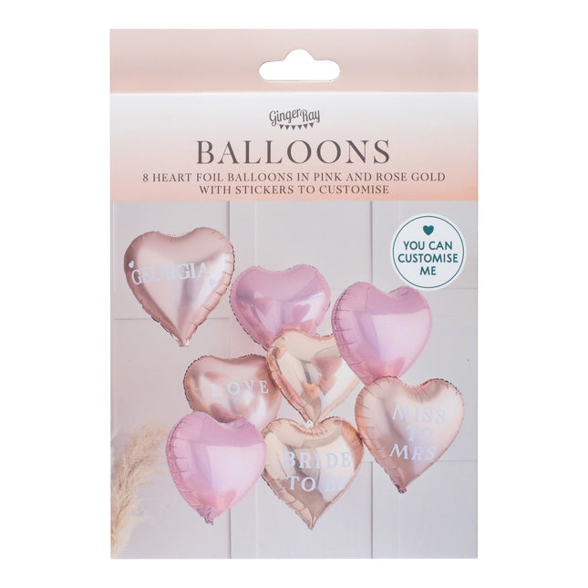 Helium Ballon Hartjes Personaliseerbaar Leeg 8st