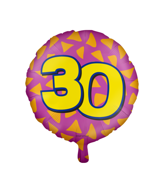 Helium Ballon 30 Jaar Gekleurd Leeg 46cm