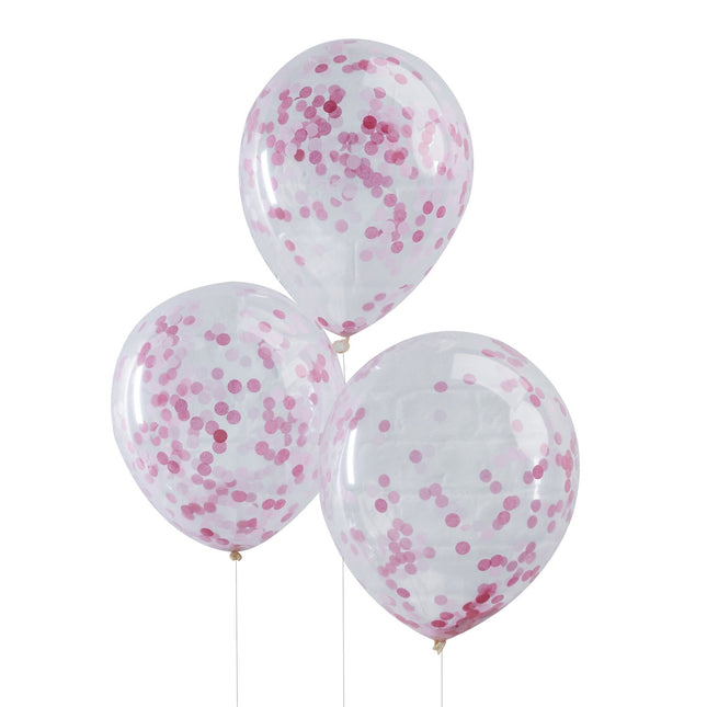 Roze Confetti Ballonnen 30cm 5st