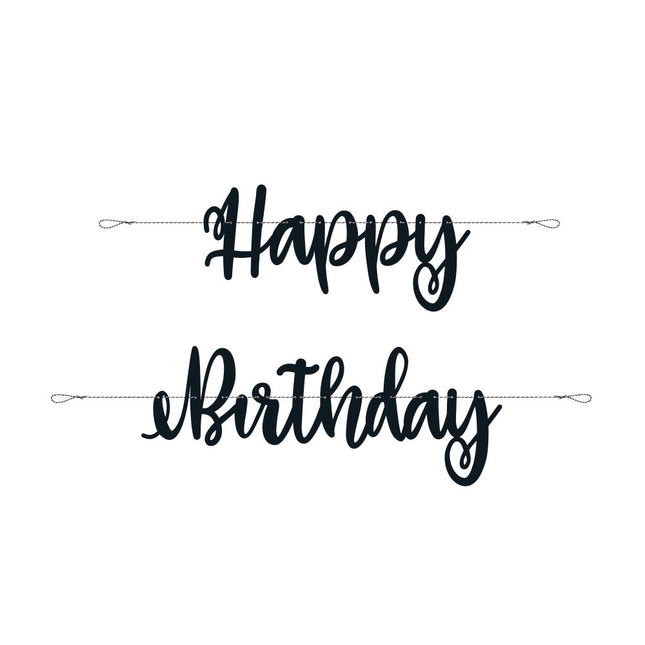 Letterslinger Happy Birthday Zwart 2,13m