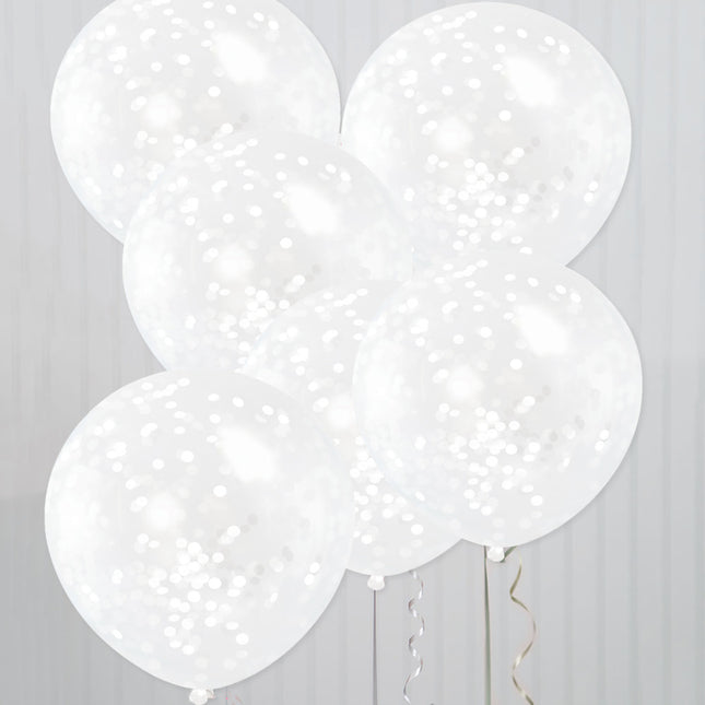 Confetti Ballonnen Wit 30,5cm 6st