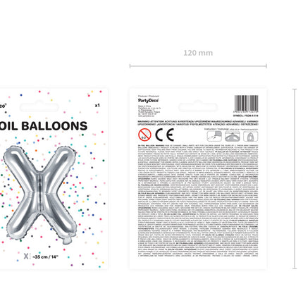 Folie Ballon Letter X Zilver Leeg 35cm