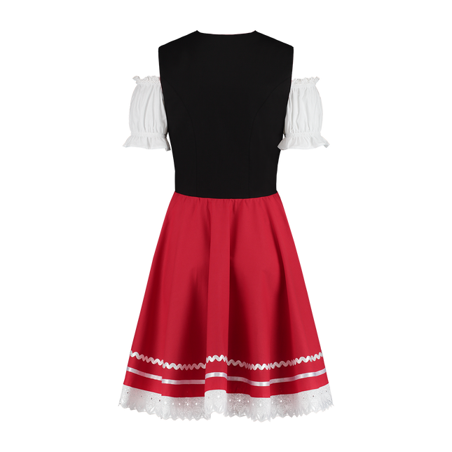 Dirndl 2-dlg., zwart/rood, Carmenblouse