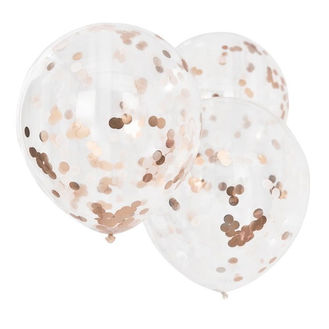 Rose Gouden Confetti Ballonnen 61cm 3st