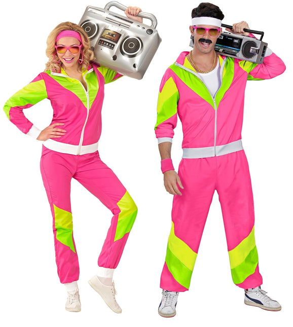 Neon 80S Trainingspak Fout Groen Roze