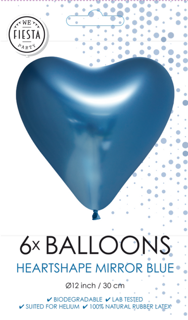 Hartjes Ballonnen Blauw 30cm 6st