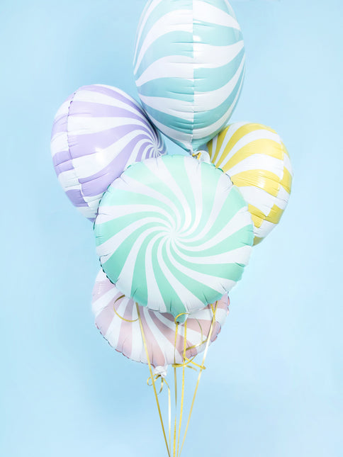 Helium Ballon Mintgroen Swirl 45cm leeg