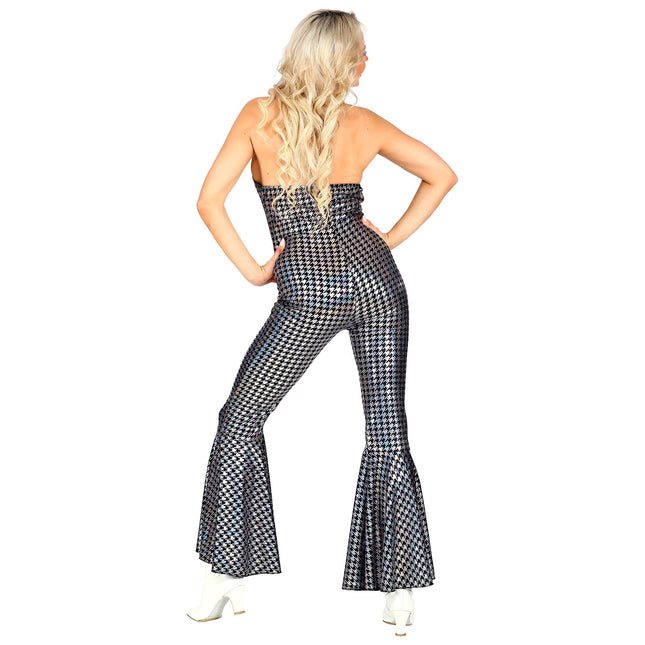 Disco 70S Jumpsuit Zilver Dames