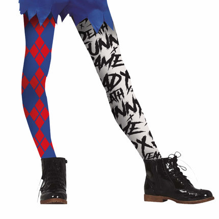 Rood Blauwe Halloween Legging Harley Quin Kind