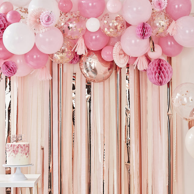 Roze Ballonnen Set Tassels En Honeycombs 179 delig