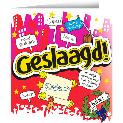 Wenskaart Geslaagd 16,5cm