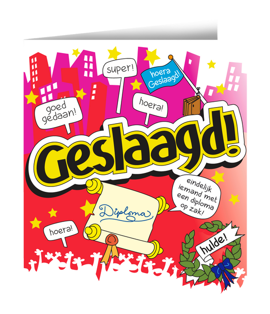 Wenskaart Geslaagd 16,5cm