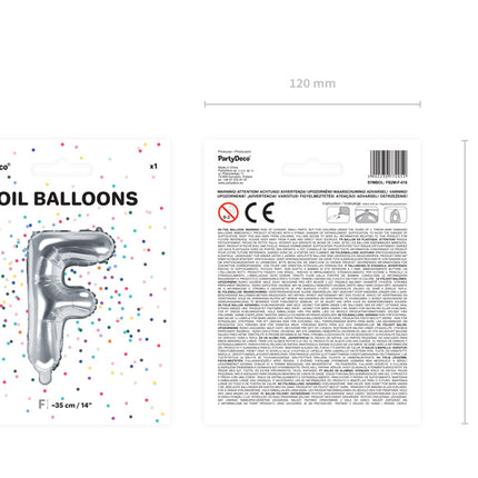 Folie Ballon Letter F Zilver Leeg 35cm