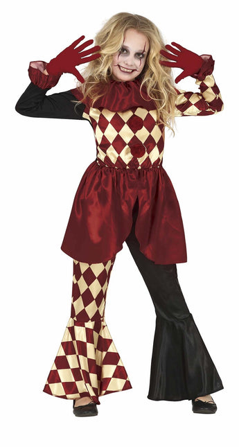 Horror Clown Halloween Kostuum Meisje Rood