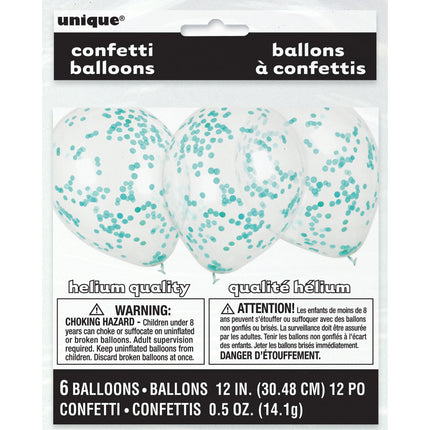 Confetti Ballonnen Turquoise 40cm 6st