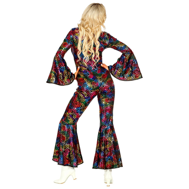 Disco 70S Jumpsuit Gekleurd Dames Cirkels