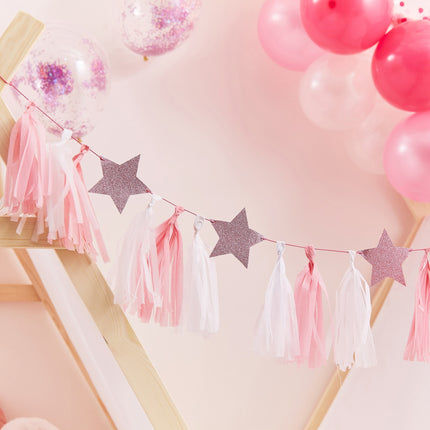 Roze Tassel Slinger Sterretjes 2m